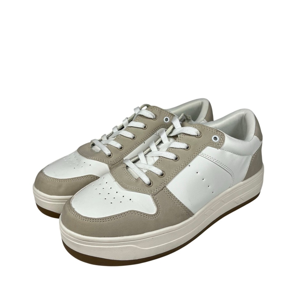 American Eagle Women's Casual Sneakers Shoes Size 8.5 White Tan Neutral Low Top